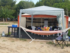 Camping Spanish style... note the fridge freezer!!!